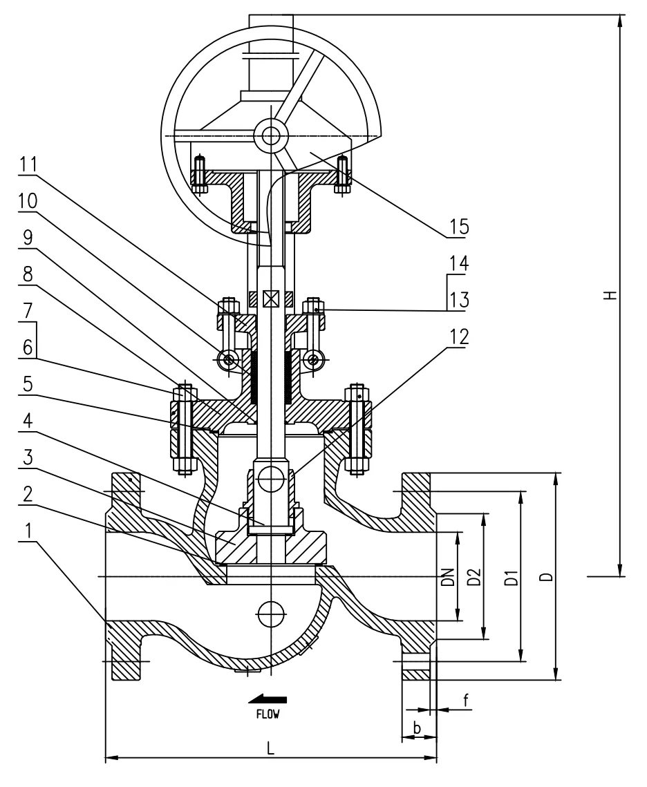PN16 DN250 Gearbox Globe Valve with Bolted Bonnet